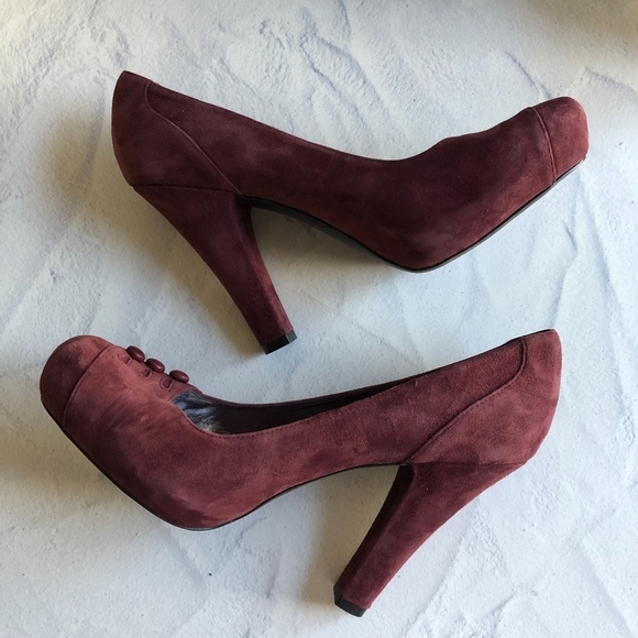 BCBG Burgundy Suede Grido Pin Up Heel 8.5 - Picture 4 of 7